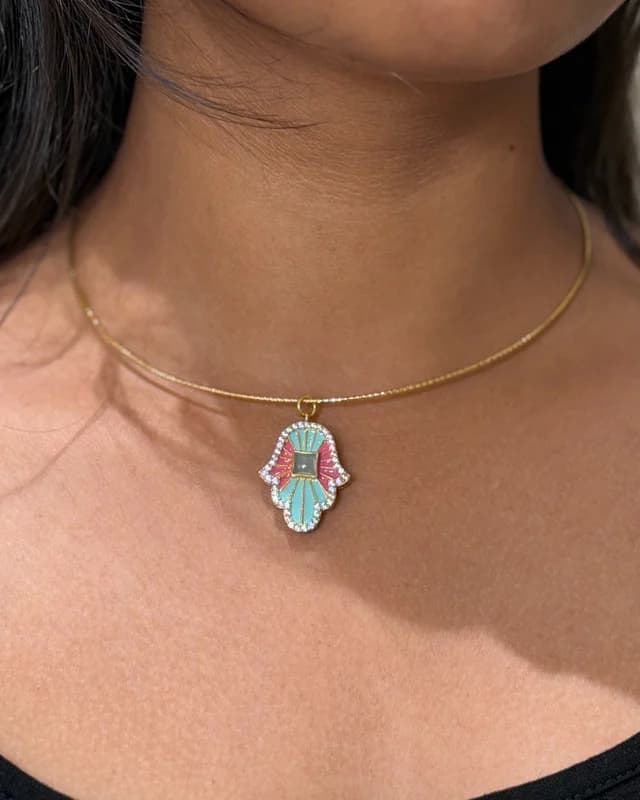 Single Line Kanti with Enamel Pendant