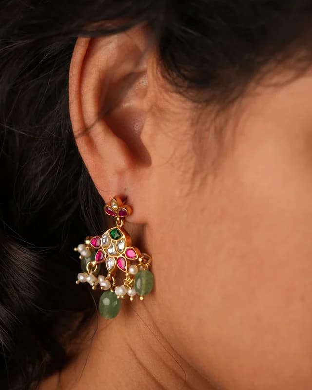 Floral Kundan Drops