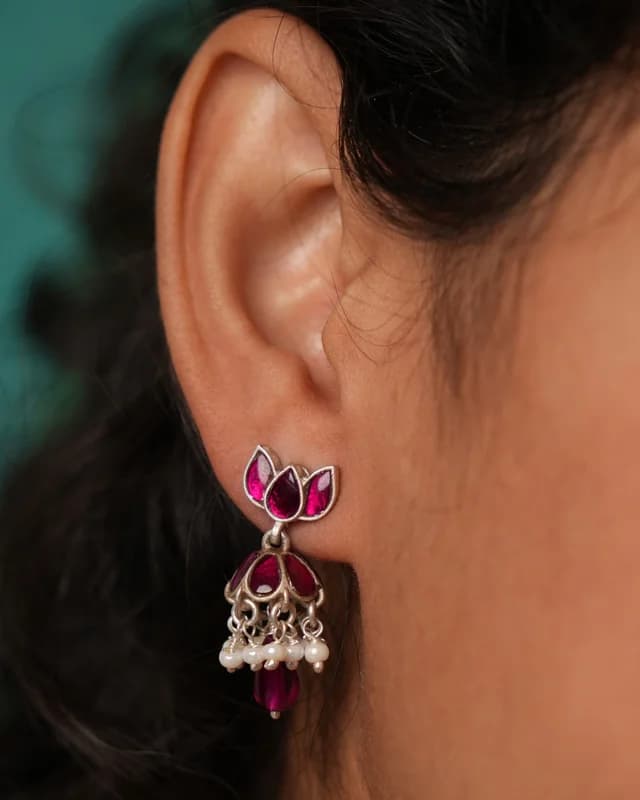 Ruby Lotus Jhumka