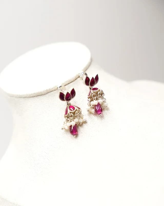 Ruby Lotus Jhumka