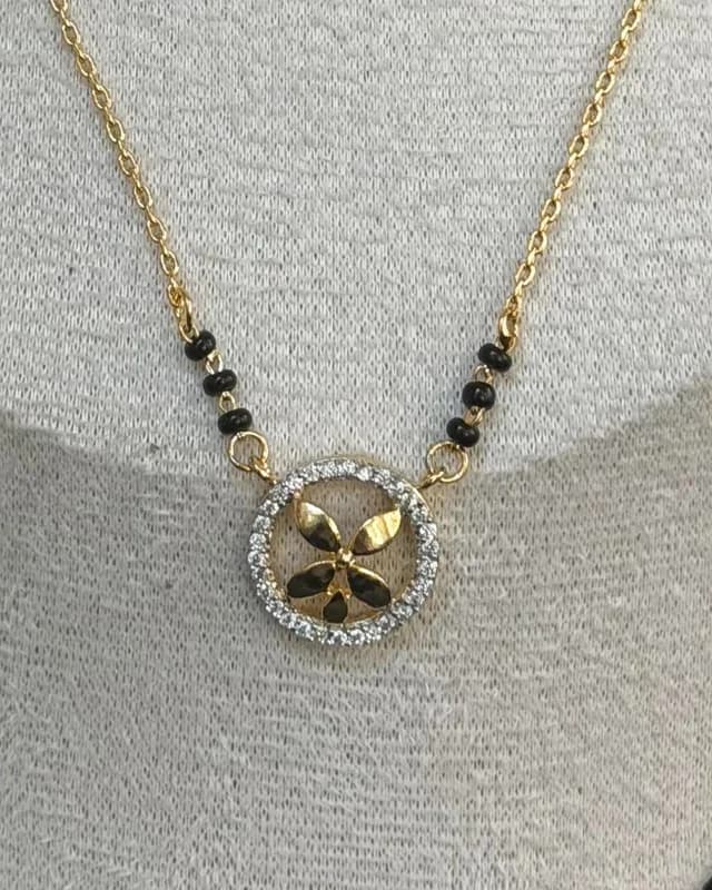Flower CZ Black Beads Chain