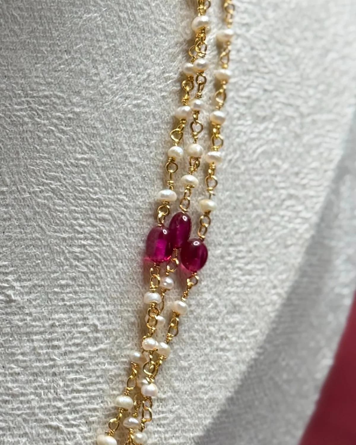 Pink Beads Pearl Mala