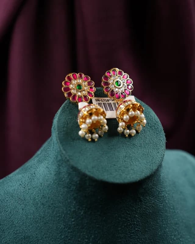 Floral Kundan Jhumkas